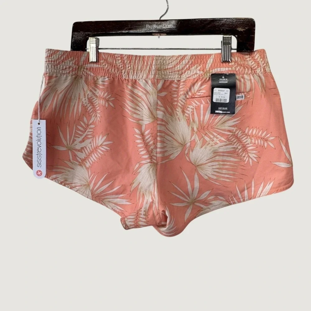 Sisstrevolution Sweet Sol Pull On Board Shorts Large Peach Tropical Beachy‎ Surf